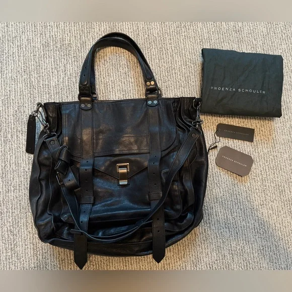 Proenza Schouler PS1 Large cross body tote bag in Black with Gunmetal hardware - Picture 2 of 8